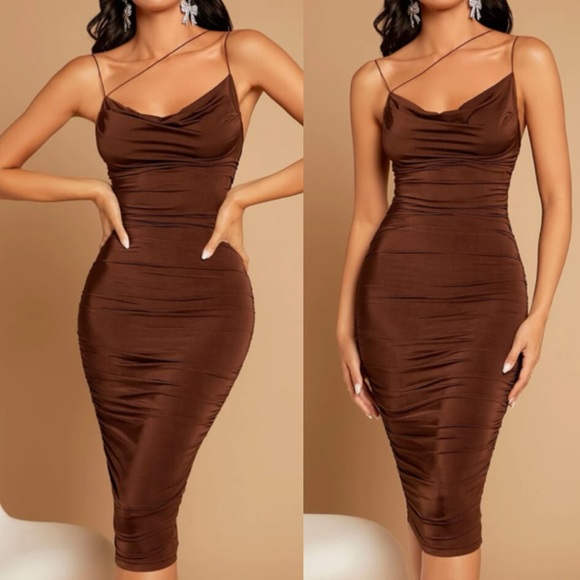 Luxe draped front party holidays dress - Picture 4 of 16